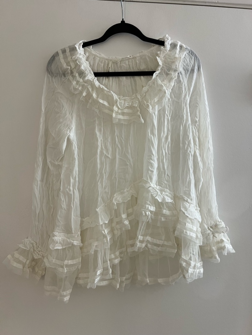 Anthropologie Ivory Ruffled Peasant Blouse